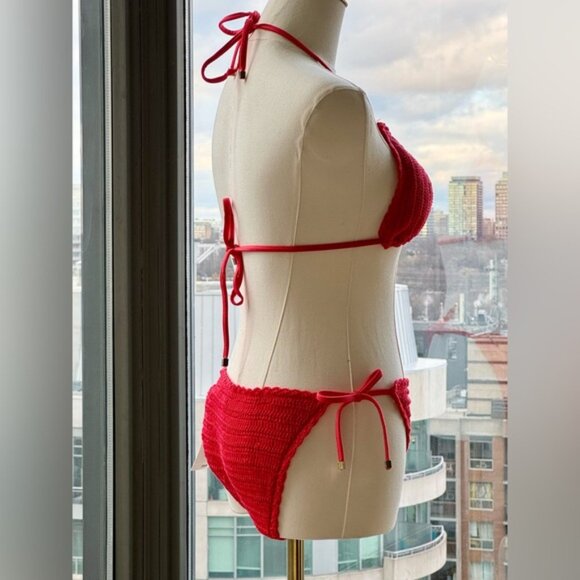 🆕 CHELSEA & VIOLET 🧿 NWT Solid Crochet Triangle Hipster Bikini Set - Sz S - Picture 6 of 15